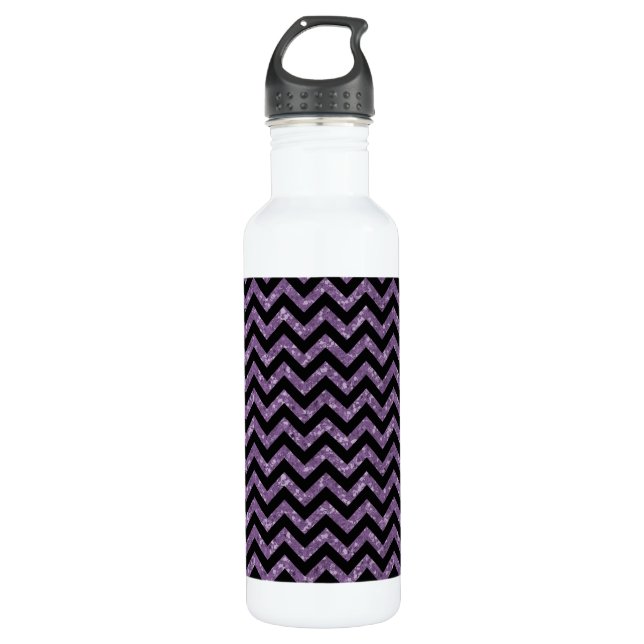 Chevron Glitter Look Water Bottle (Front)