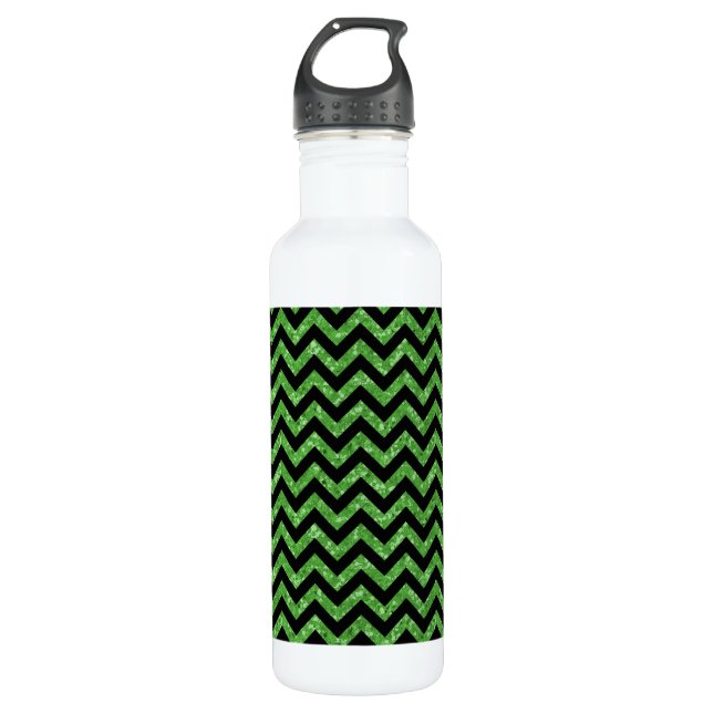 Chevron Glitter Look Water Bottle (Front)
