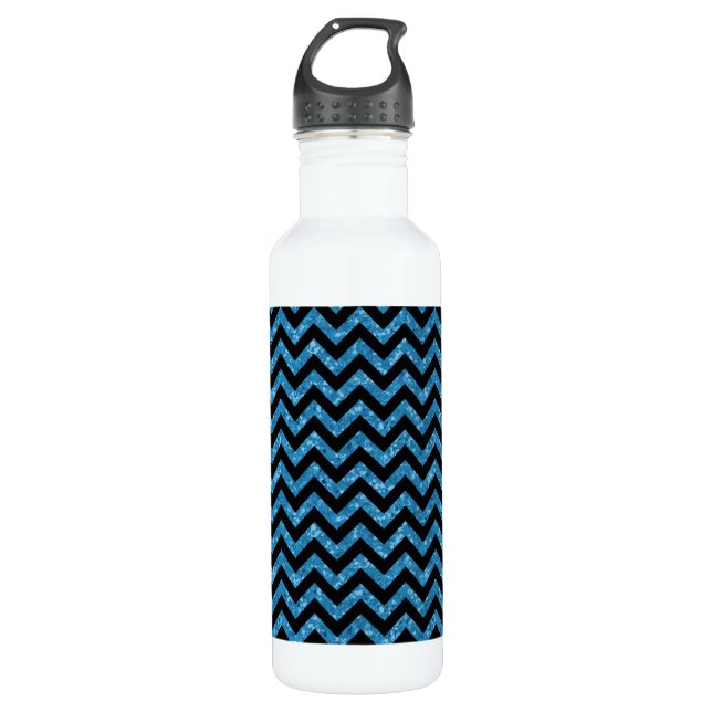 Chevron Glitter Look Water Bottle (Front)