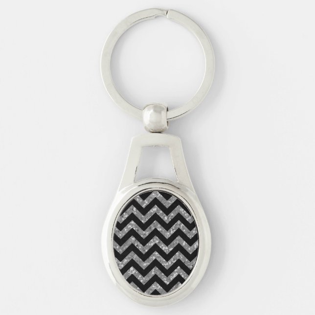 Chevron Glitter Metal Keychain (Front)