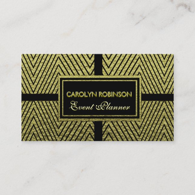 Chevron Gold and Black Business Card (Front)