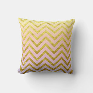 Chevron Gold Foil Pink White Ombre Girly Chic Cool Throw Pillow