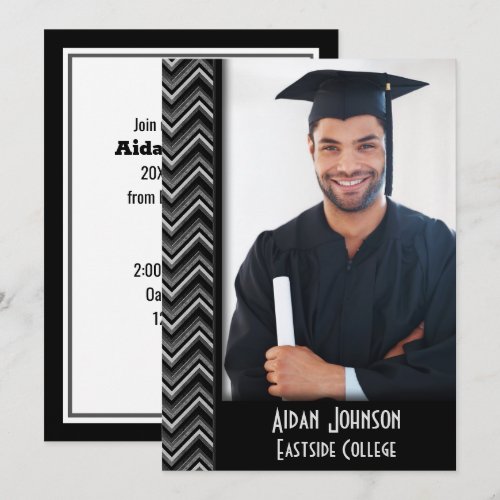 Chevron Graduation Photo Frame Invite
