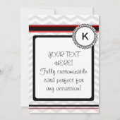 Chevron gray, red and black monogram card (Front)