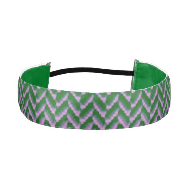 Chevron Green Pink Headband (Front)