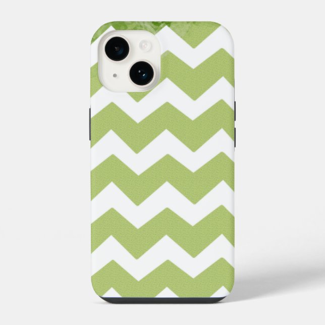 Chevron Green White Pattern Iphone Case (Back)