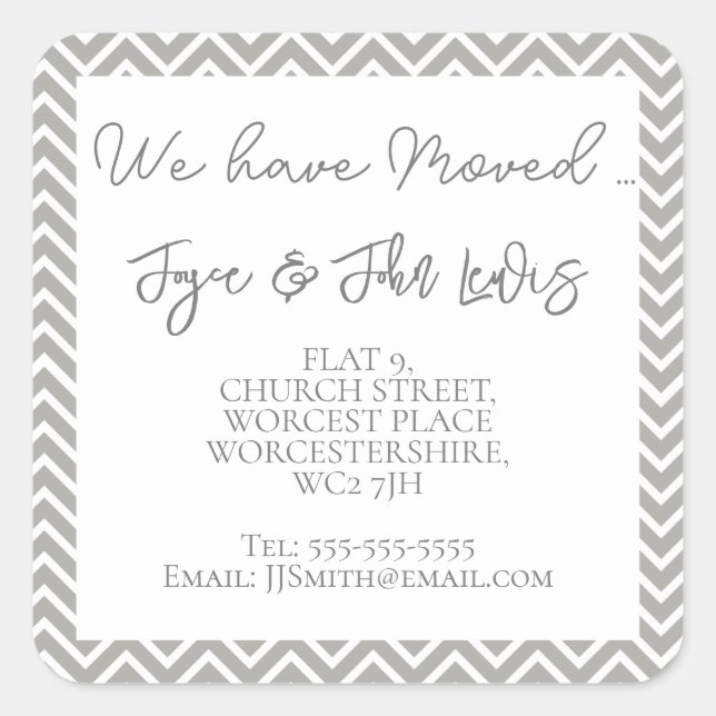 Chevron grey Change of Address Stickers custom (Front)