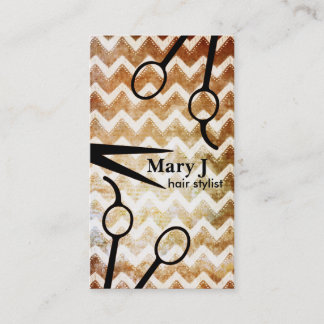 chevron hair stylist grunge scissors shears modern appointment card