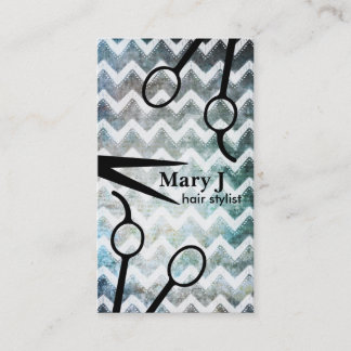 chevron hair stylist grunge scissors shears modern appointment card