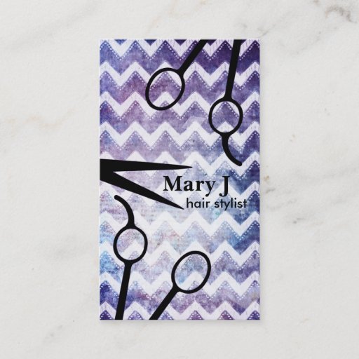 Customizable chevron hair stylist grunge scissors shears modern business cards