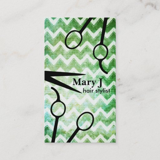 Customizable chevron hair stylist grunge scissors shears modern business card