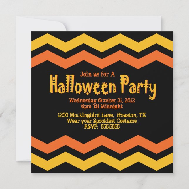 Chevron Halloween Party Invitation (Front)
