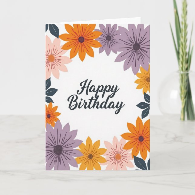 Chevron Happy Flower Card (Front)