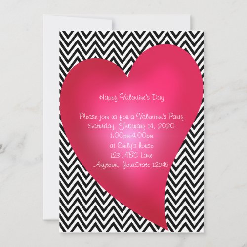 Chevron Heart Valentine's Day Party Invitation