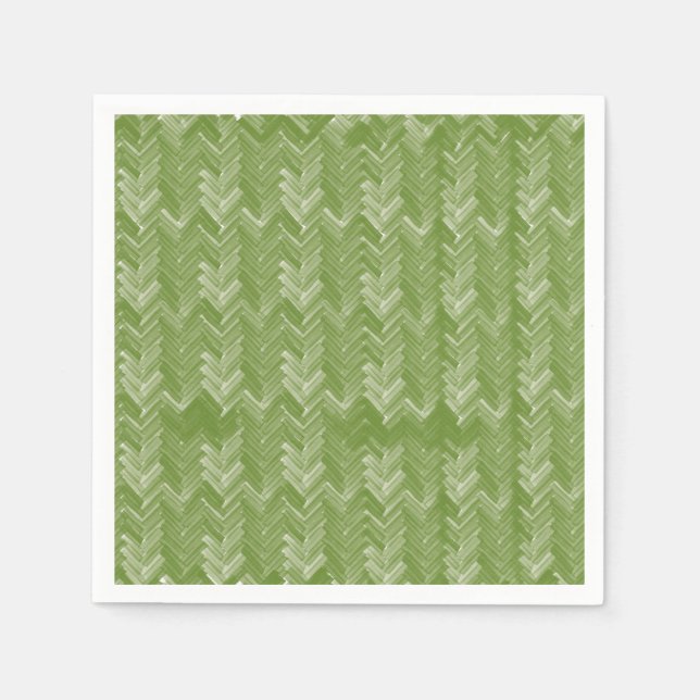Chevron Herringbone Pattern Forest Green Napkins (Front)