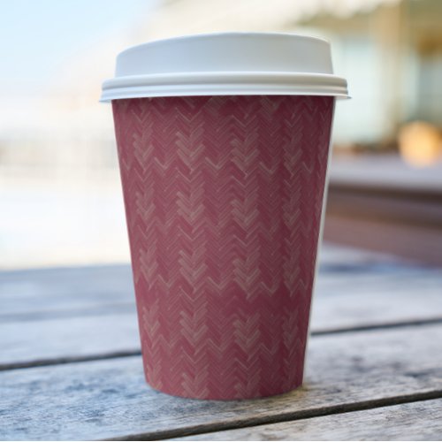 Chevron Herringbone Pattern Luxurious Red Paper Cups