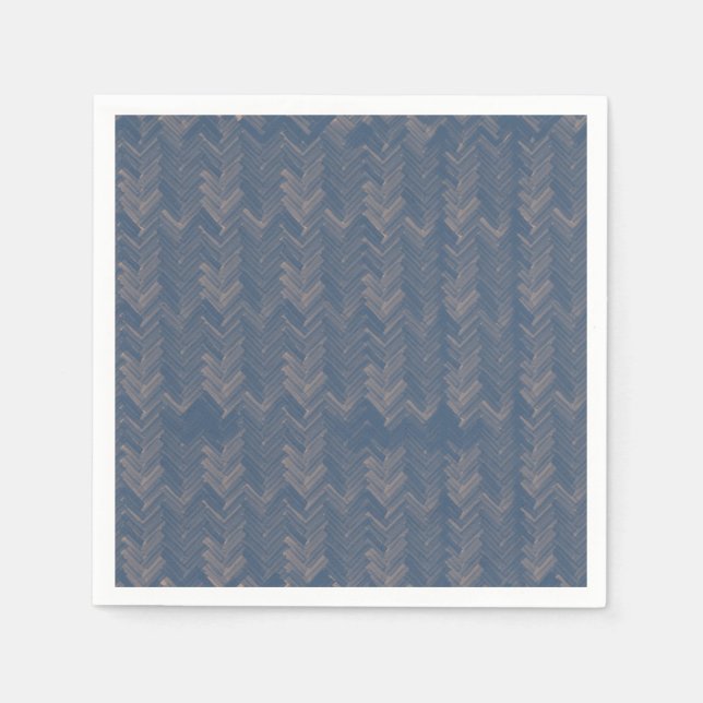 Chevron Herringbone Pattern Retro Blue Napkins (Front)