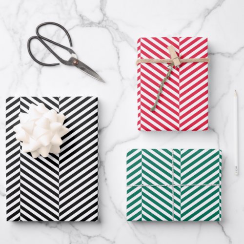 Chevron herringbone style 3 colors wrapping paper sheets
