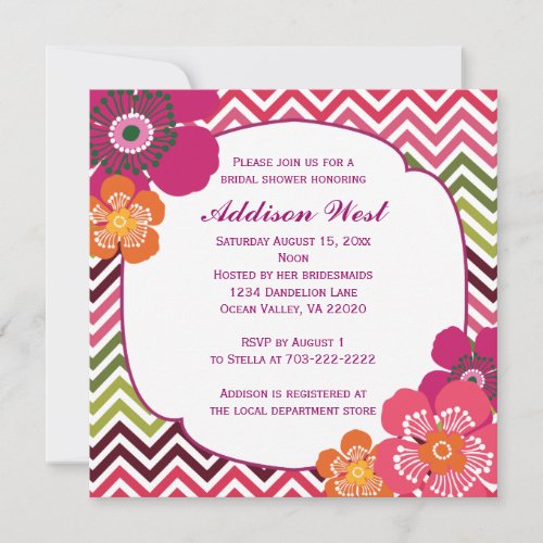 Chevron Hibiscus Square Invitation