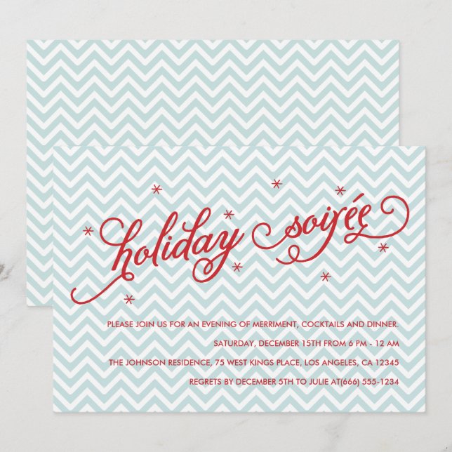 Chevron Holiday Soirée Christmas Party Invite (Front/Back)
