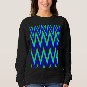 Chevron In Deep Blue Lime Green Zigzags Sweatshirt