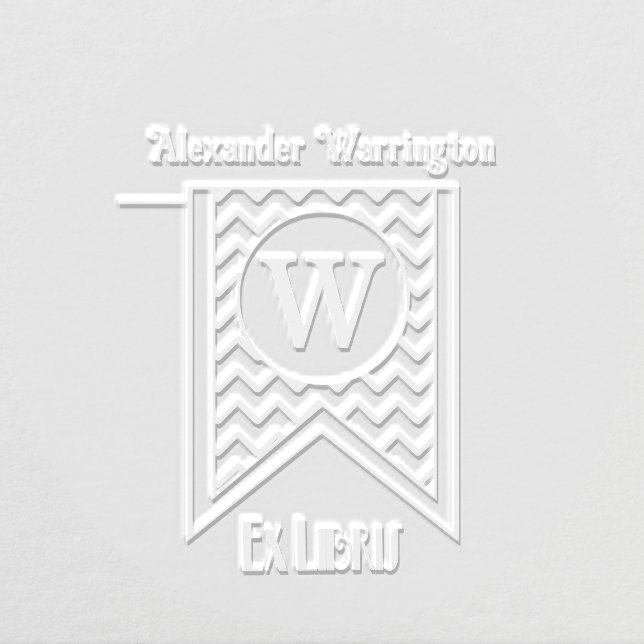 Chevron Initial Banner Monogram Ex Libris Book Embosser (Design)