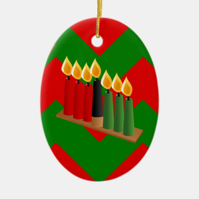 chevron kwanzaa ceramic ornament (Front)