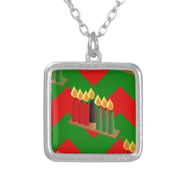 chevron kwanzaa silver plated necklace (Front)