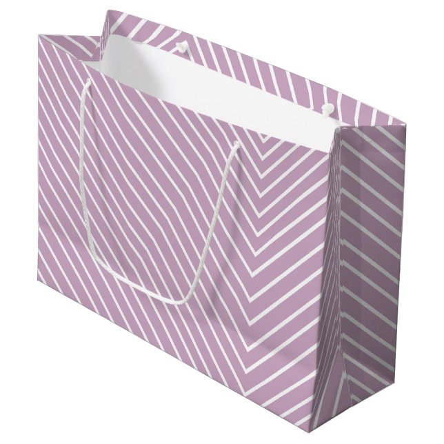 Chevron lavender and white large gift bag (Front Angled)