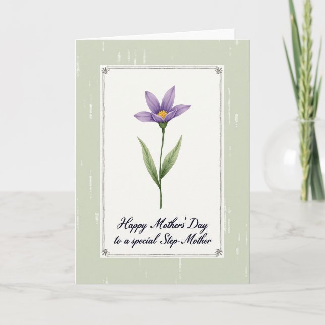 Chevron Lavender Floral Note Card (Front)
