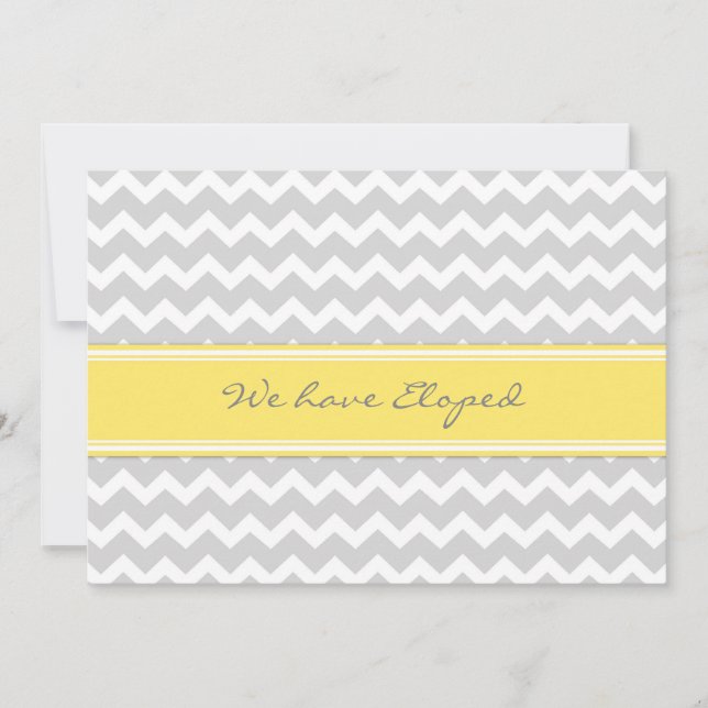 Chevron Lemon Gray Elopement Announcement Cards (Front)