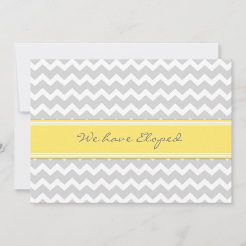 Chevron Lemon Gray Elopement Announcement Cards