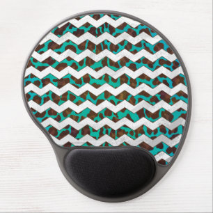 Chevron Leopard Brown and Teal Print Gel Mouse Pad