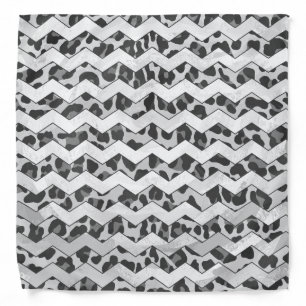 Chevron Leopard Gray and Light Gray Print Bandana
