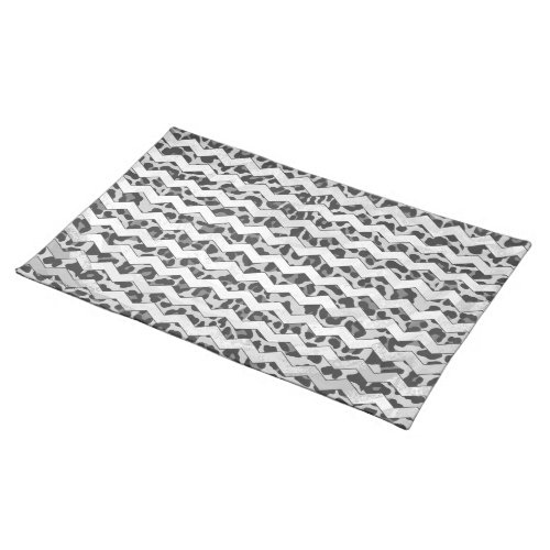 Chevron Leopard Gray and Light Gray Print Cloth Placemat
