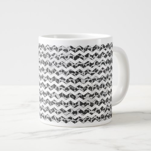 Chevron Leopard Gray and Light Gray Print Large Coffee Mug