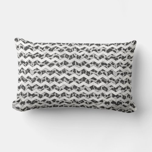 Chevron Leopard Gray and Light Gray Print Lumbar Pillow