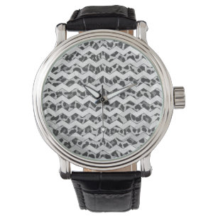 Chevron Leopard Gray and Light Gray Print Watch