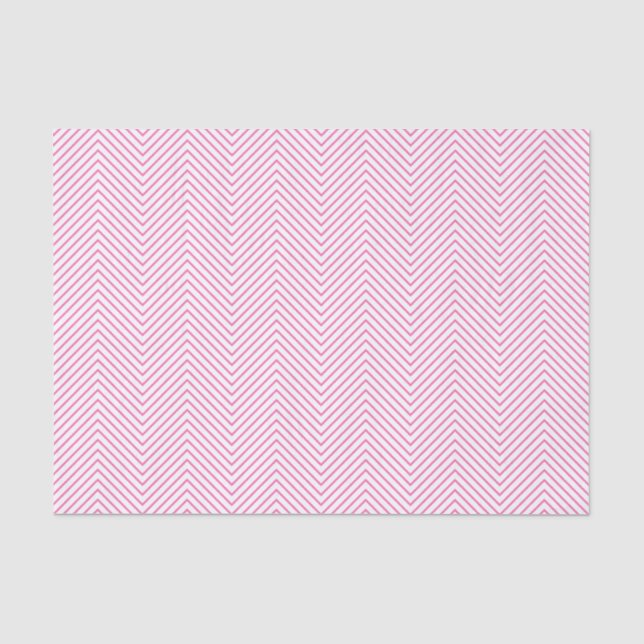 Chevron Line Tissue Paper - Pink on White (Front)