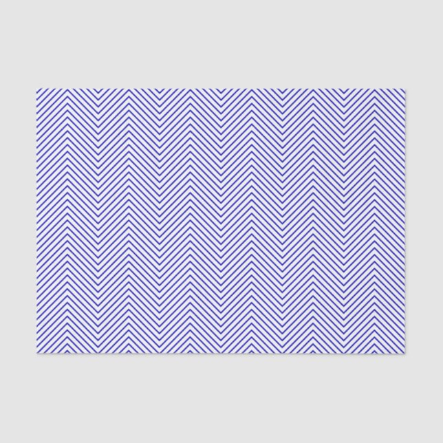 Chevron Line Tissue Paper - Royal Blue on White (Front)
