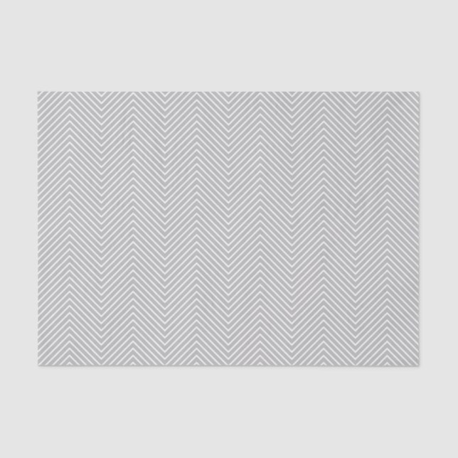 Chevron Line Tissue Paper - White on Gray (Front)