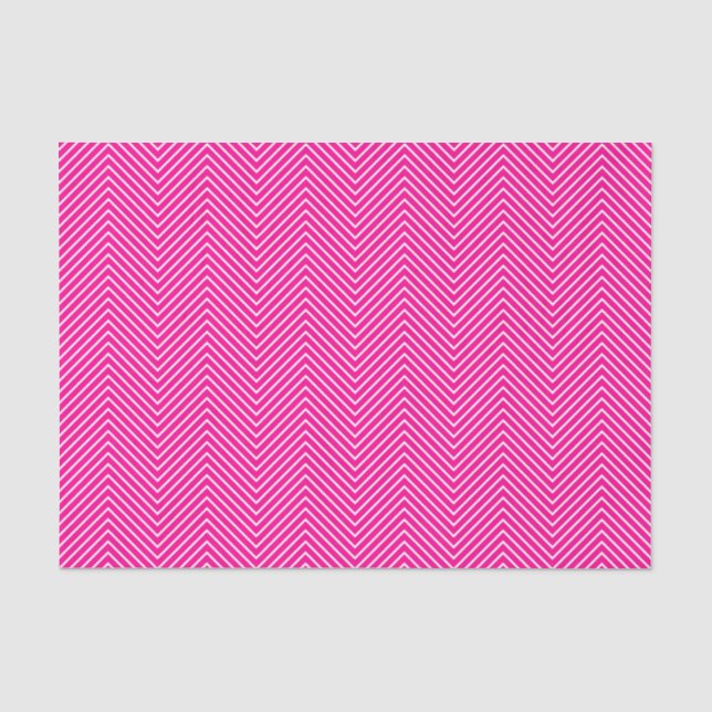 Chevron Line Tissue Paper - White on Hot Pink (Front)