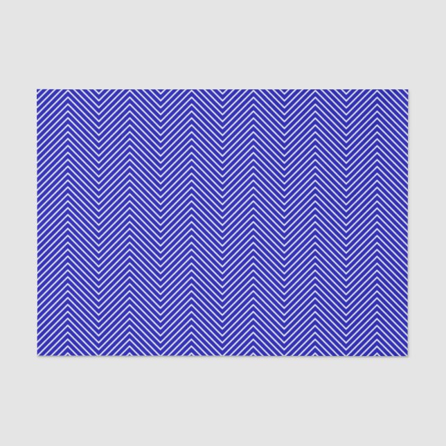 Chevron Line Tissue Paper - White on Royal Blue (Front)