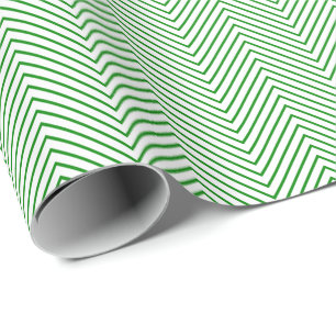 Chevron Line Wrapping Paper - Green on White