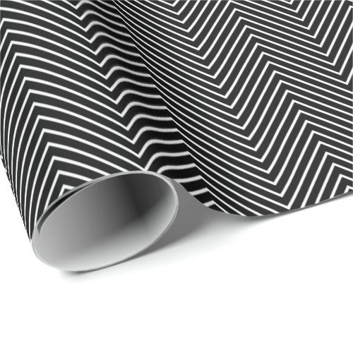 Chevron Line Wrapping Paper _ White on Black