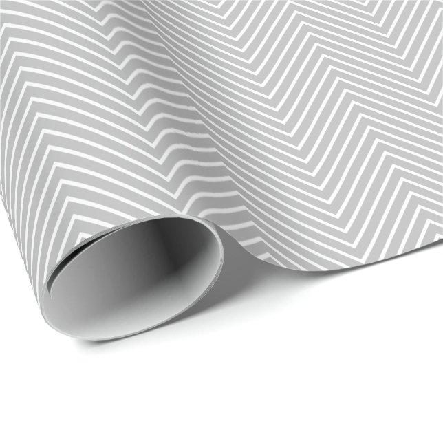 Chevron Line Wrapping Paper - White on Gray (Roll Corner)