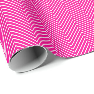 Chevron Line Wrapping Paper - White on Hot Pink