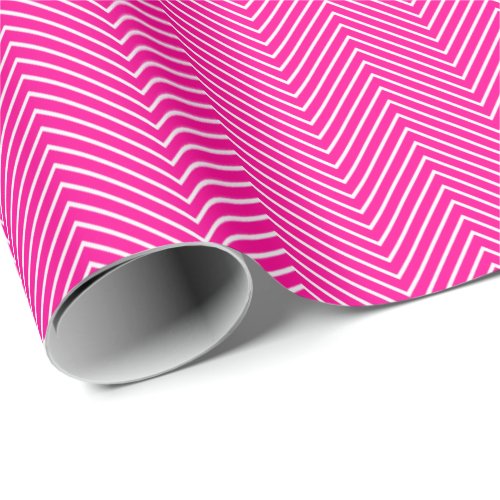 Chevron Line Wrapping Paper _ White on Hot Pink