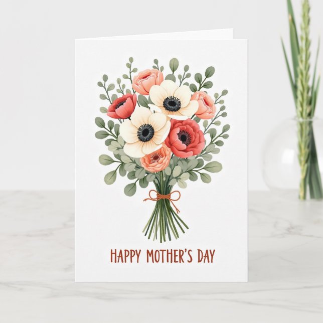 Chevron Lush Foliage Flowers Card (Front)