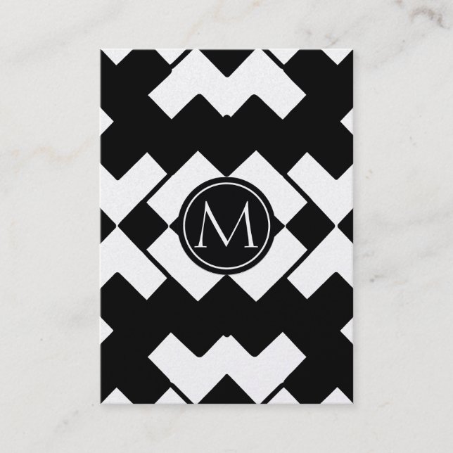 Chevron Modern Monogram. Business Card (Front)
